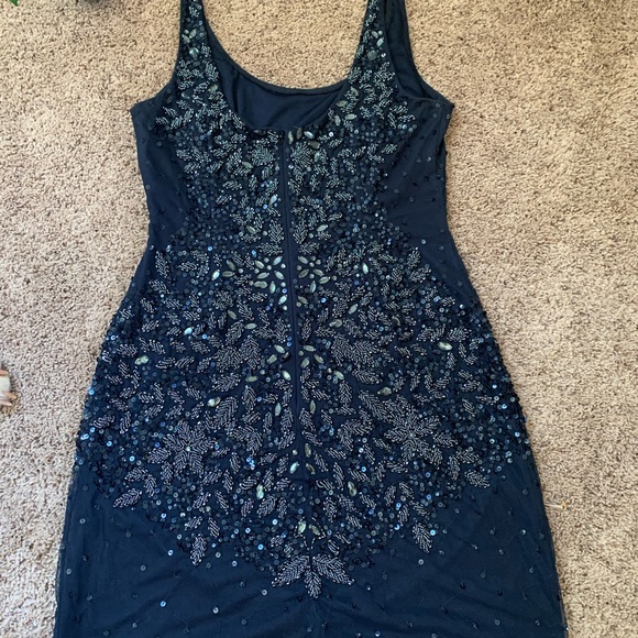 Navy Embellished Cocktail Mini Dress - Picture 9 of 9